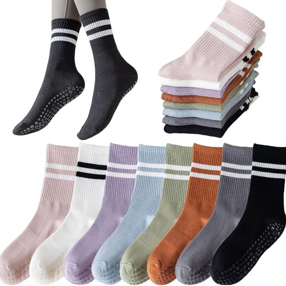 Jewelry - 8 Pairs Long Yoga Socks with Grip for Women Anti Skid Gripper Socks No Slip Sock